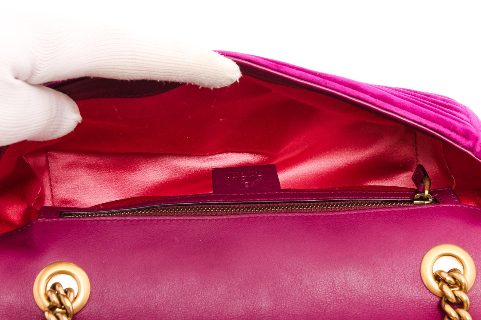 Women's or Men's Gucci Pink Chevron Velvet GG Marmont Matelassé Shoulder Bag