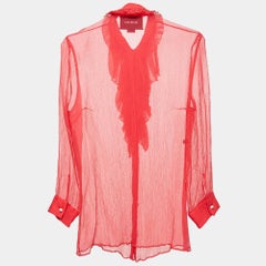 Gucci Pink Chiffon Ruffled Sheer Shirt M