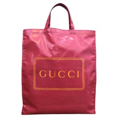 GUCCI Pink Coated Canvas Shopper Tote Bag