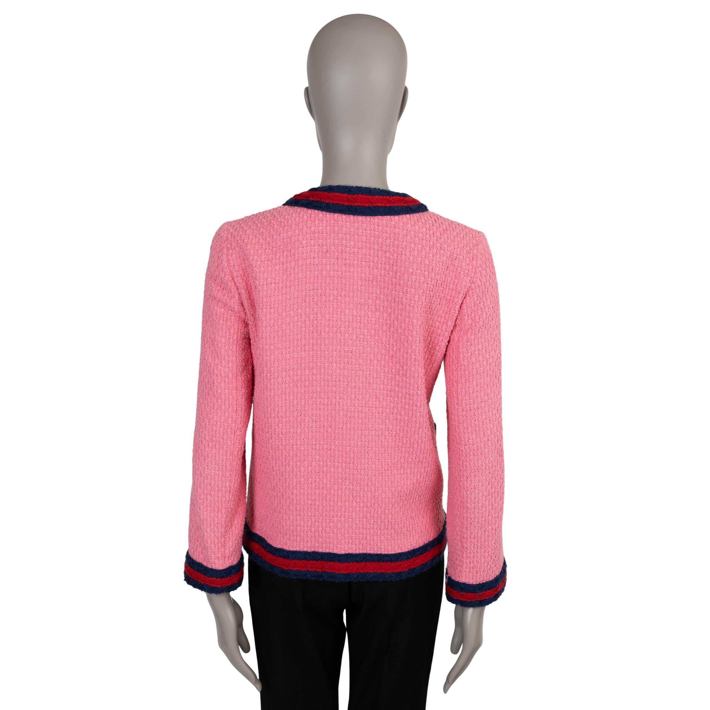 GUCCI algodón rosa 2017 WEB STRIPE TWEED Chaqueta 42 M Rosa en venta