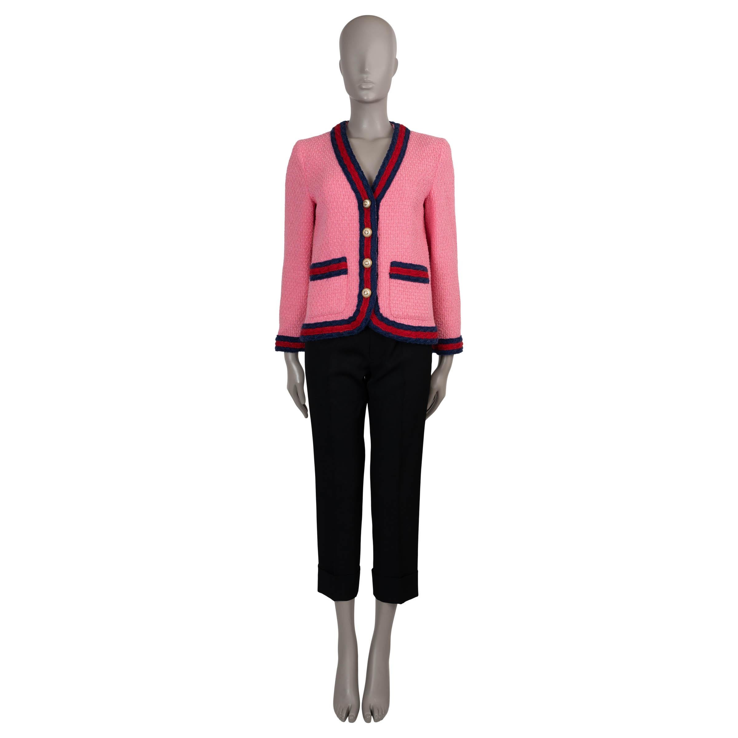 GUCCI algodón rosa 2017 WEB STRIPE TWEED Chaqueta 42 M en Excelente estado para la venta en Zürich, CH