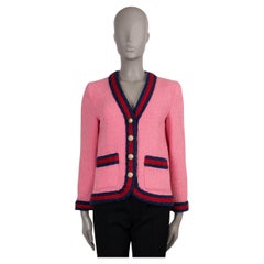 GUCCI rosa Baumwolle 2017 WEB STRIPE TWEED Jacke 42 M