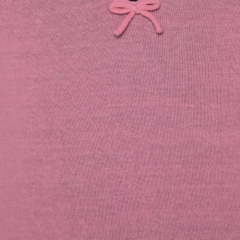 Women's Gucci Pink Cotton Knit Bow Detail Sleeveless Top M For Sale