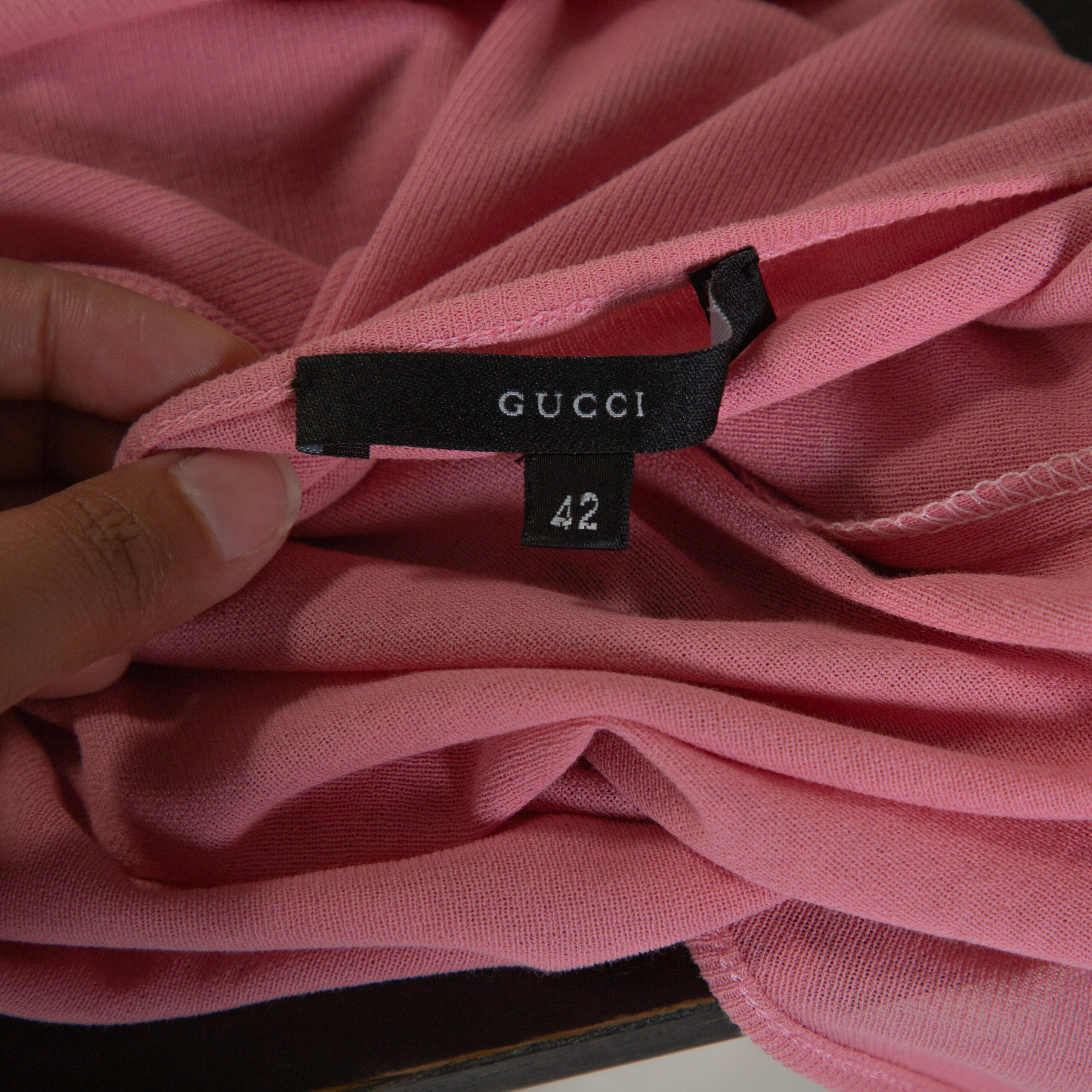 Gucci Pink Cotton Knit Bow Detail Sleeveless Top M 1
