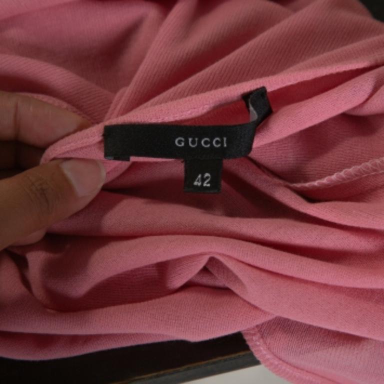 Gucci Pink Cotton Knit Bow Detail Sleeveless Top M For Sale 2
