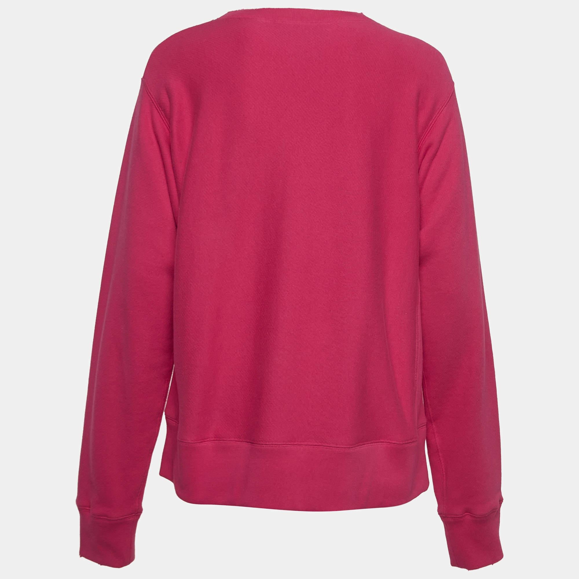 Gucci Pink Cotton Knit Embroidered Teddy Sweatshirt M For Sale at 1stDibs
