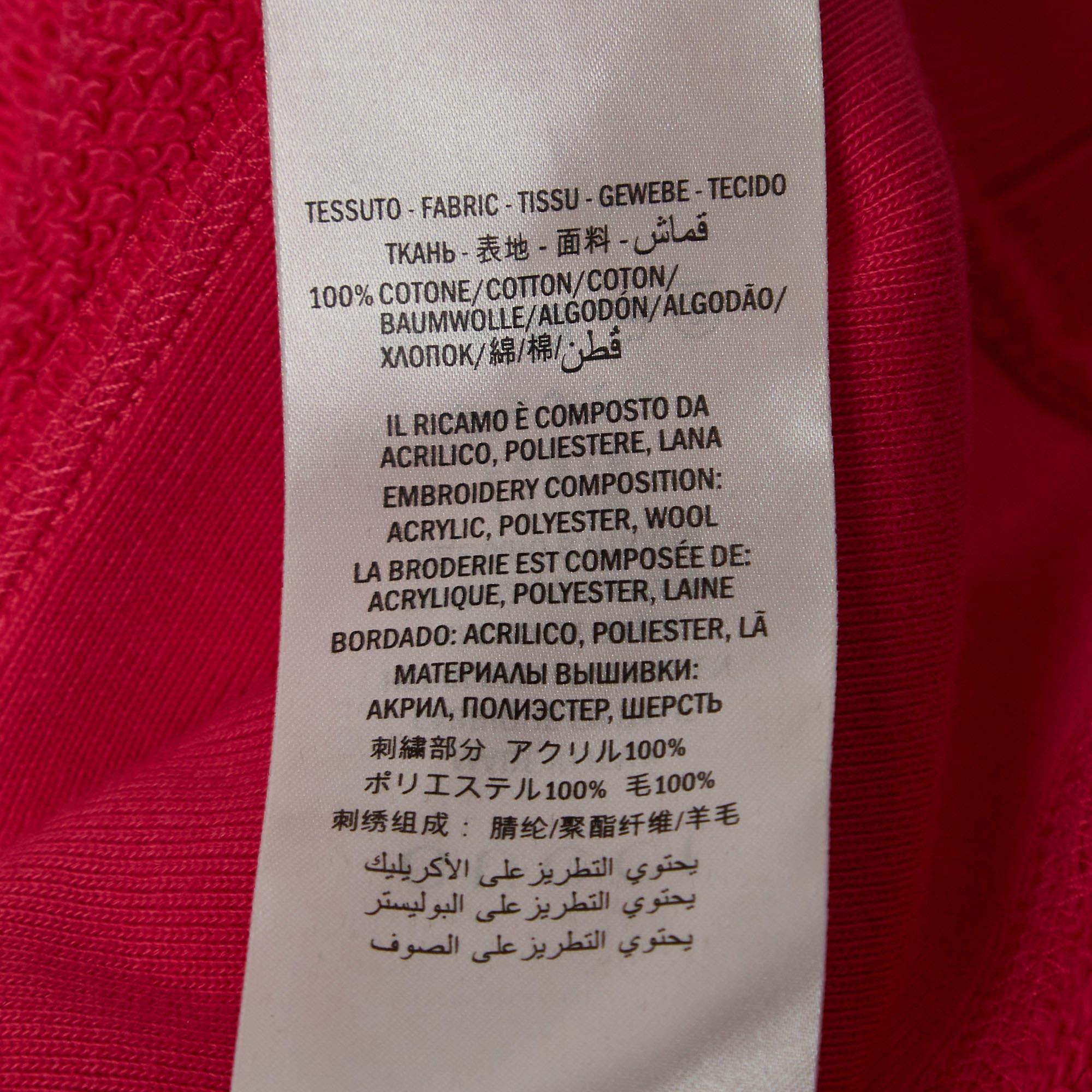 Gucci Pink Cotton Knit Embroidered Teddy Sweatshirt M In Excellent Condition For Sale In Dubai, Al Qouz 2