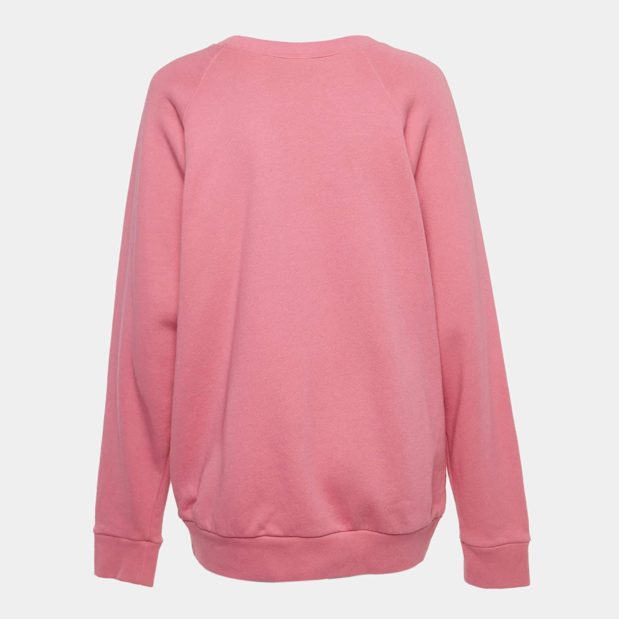 Gucci Pink Cotton Knit Mystic Cat Sweater M For Sale at 1stDibs