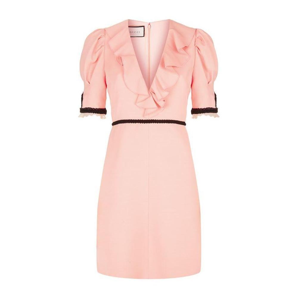 GUCCI Pink Crepe Silk Wool Cocktail Dress sz IT40 US 2-4 For Sale