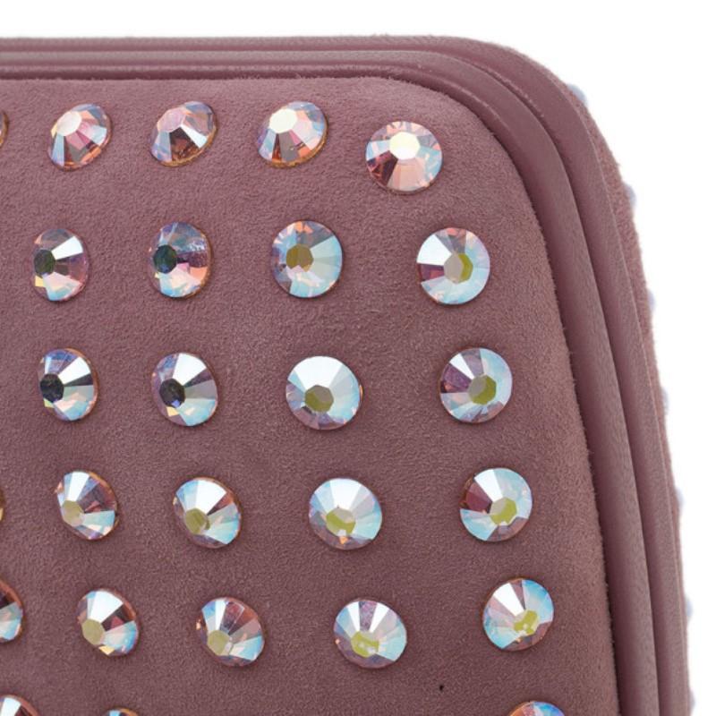 Gucci Pink Crystal Studs Suede Broadway Clutch 1