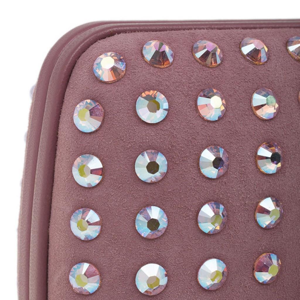 Gucci Pink Crystal Studs Suede Broadway Clutch 2