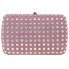 Gucci Pink Crystal Studs Suede Broadway Clutch