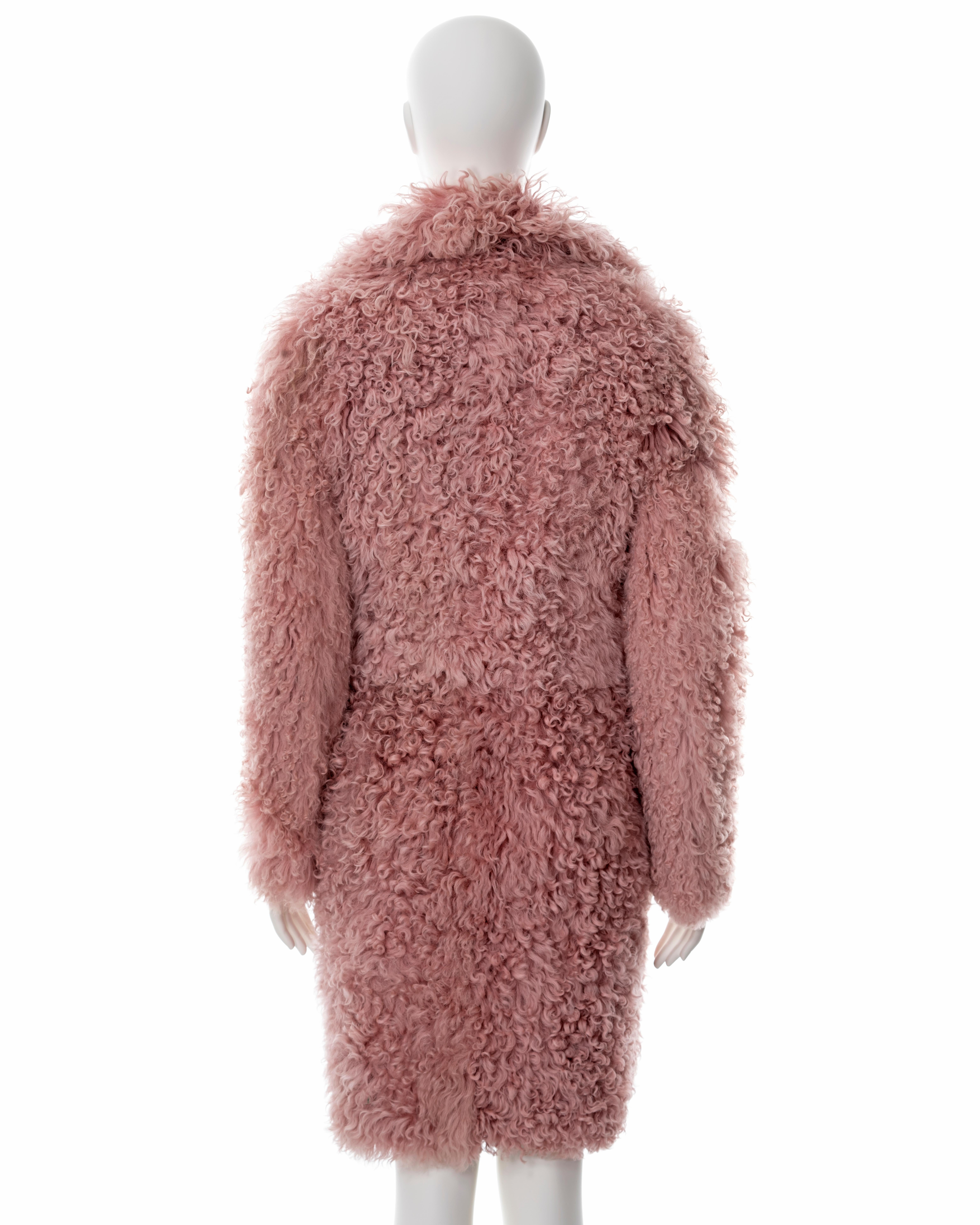 Gucci pink curly shearling coat, fw 2014 For Sale 3