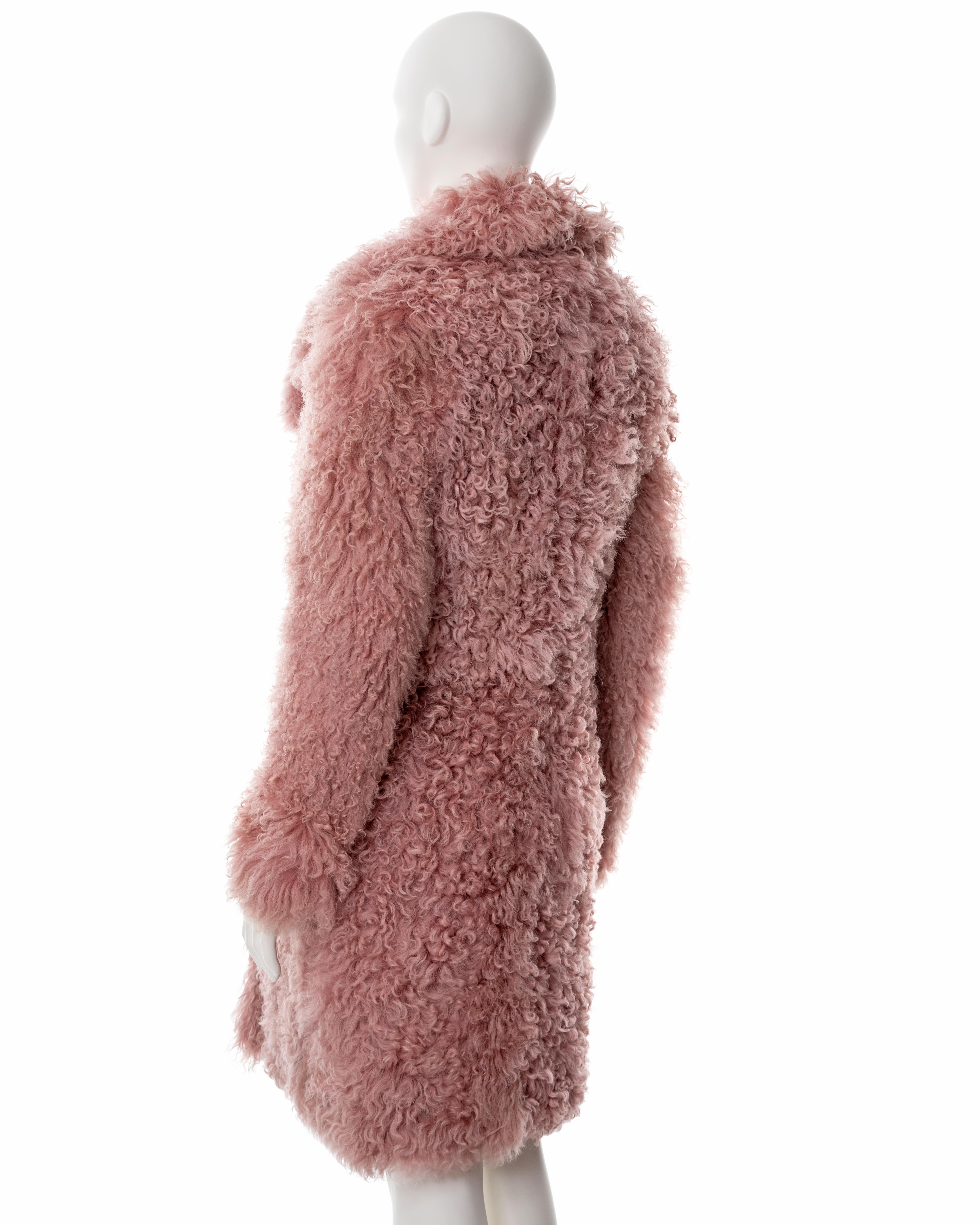 Gucci pink curly shearling coat, fw 2014 For Sale 1