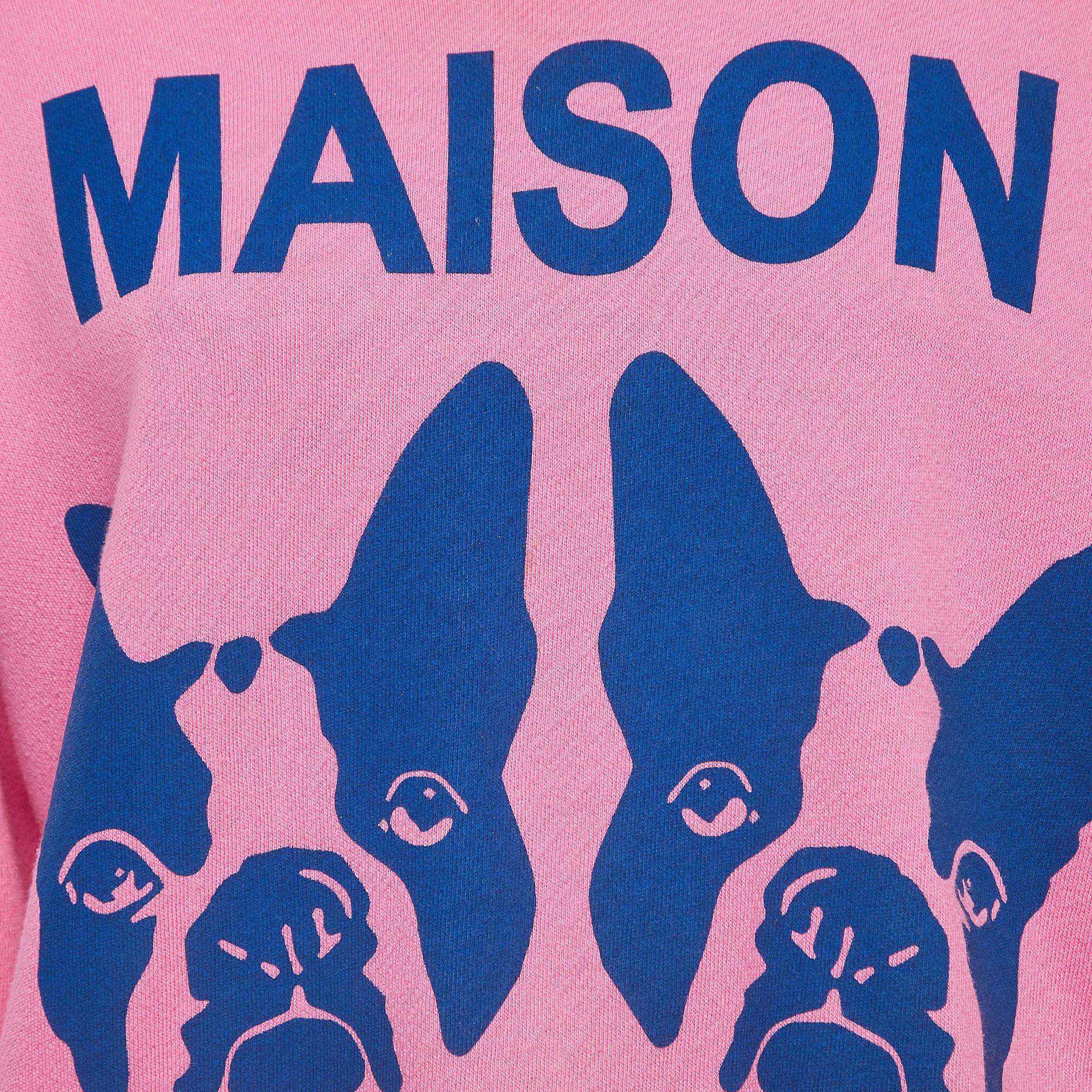 Gucci Pink Dogs Print Cotton Sweatshirt XS In Good Condition For Sale In Dubai, Al Qouz 2