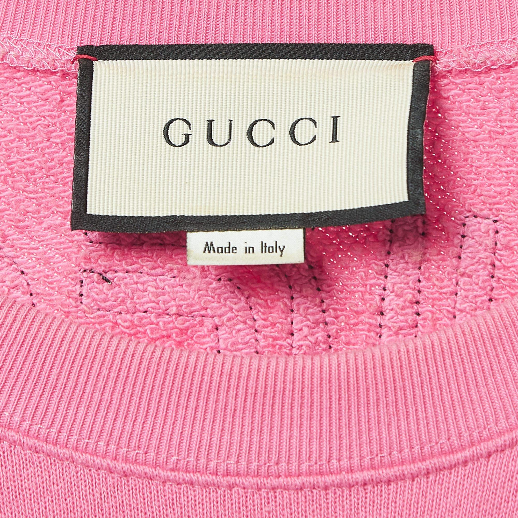 Gucci Rosa Pulloverhemd aus Baumwolle mit Hundenmuster XS im Angebot 1