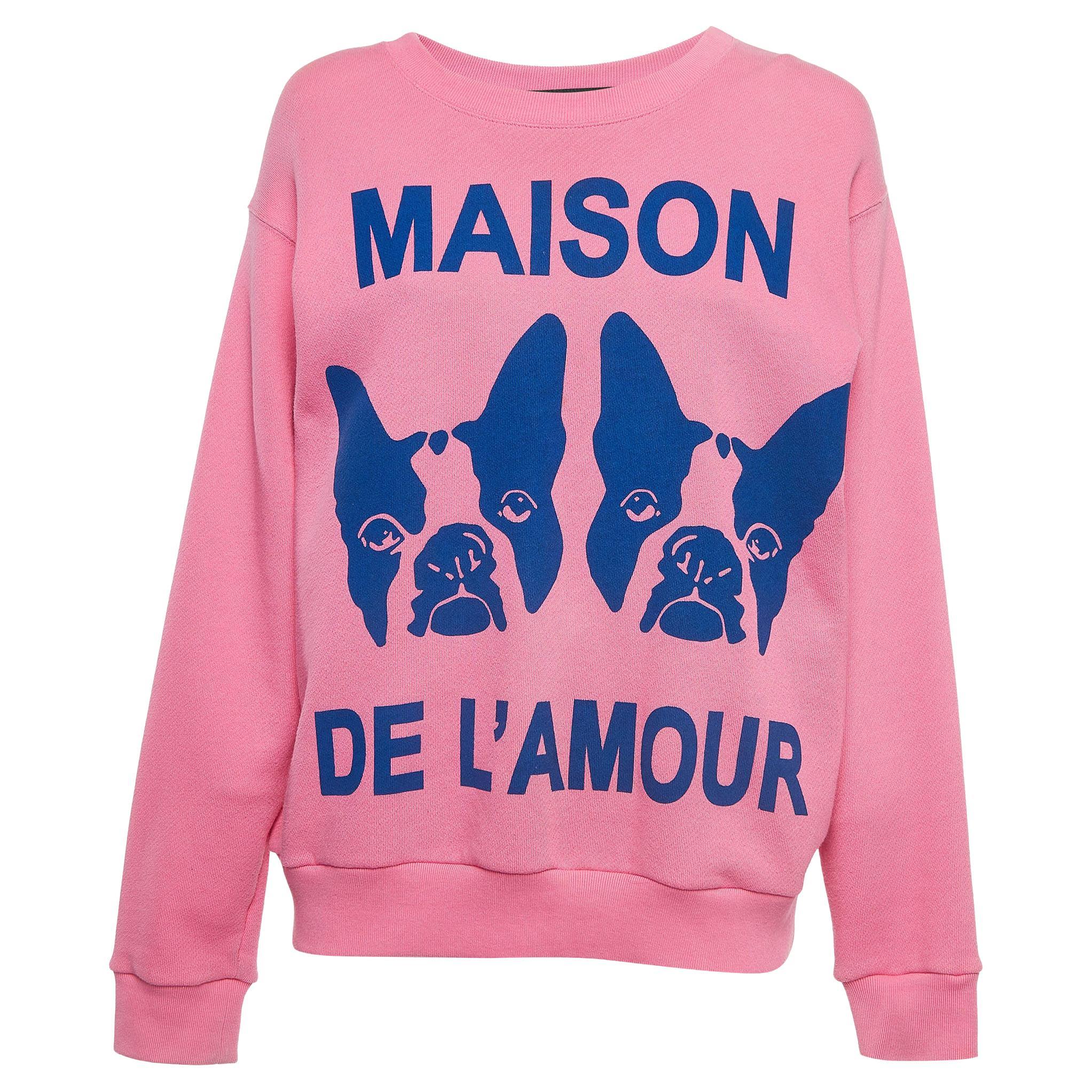 Gucci Pink Dogs Print Cotton Sweatshirt XS For Sale