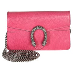 Gucci Pink Dollar Calfskin Crystal Super Mini Dionysus Flap