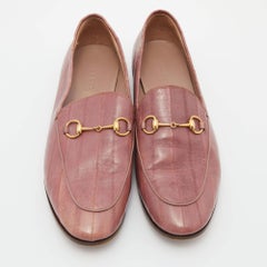 Gucci Pink Eel Leather Jordaan Loafers Size 40