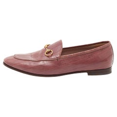 Gucci Pink Eel Leather Jordaan Loafers Size 40