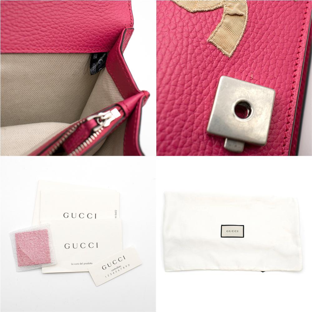 Gucci Pink Embellished Guccify Dionysus Bag

- Fabric roses with yellow roses
- 'GUCCIFY' beaded detail
- Studded horseshoe on buckle; tigers on ends
- Silver chain can be worn two ways
- Pockets and sections inside functioning

Please note, these