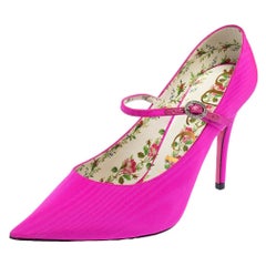 Gucci Pink Fabric Virginia Mary Jane Pumps Size 38.5