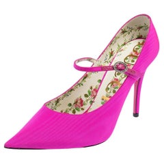 Gucci Pink Fabric Virginia Mary Jane Pumps Size 38.5