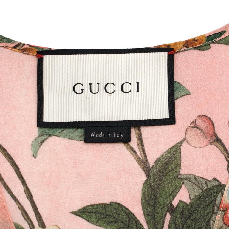 Gucci Pink Floral Print Silk Midi Dress IT 42 at 1stDibs | gucci pink ...