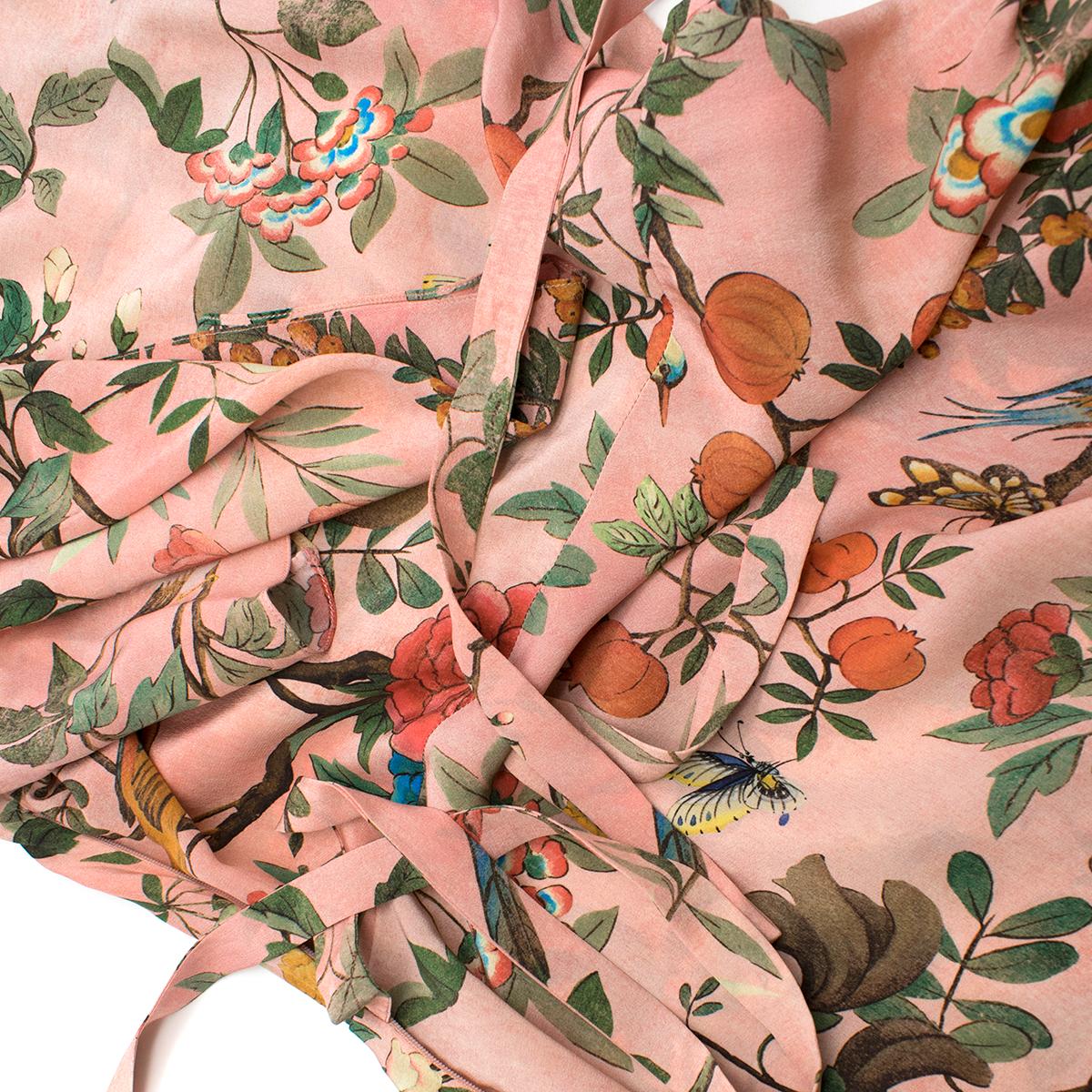 Women's Gucci Pink Floral Print Silk Midi Dress IT 42