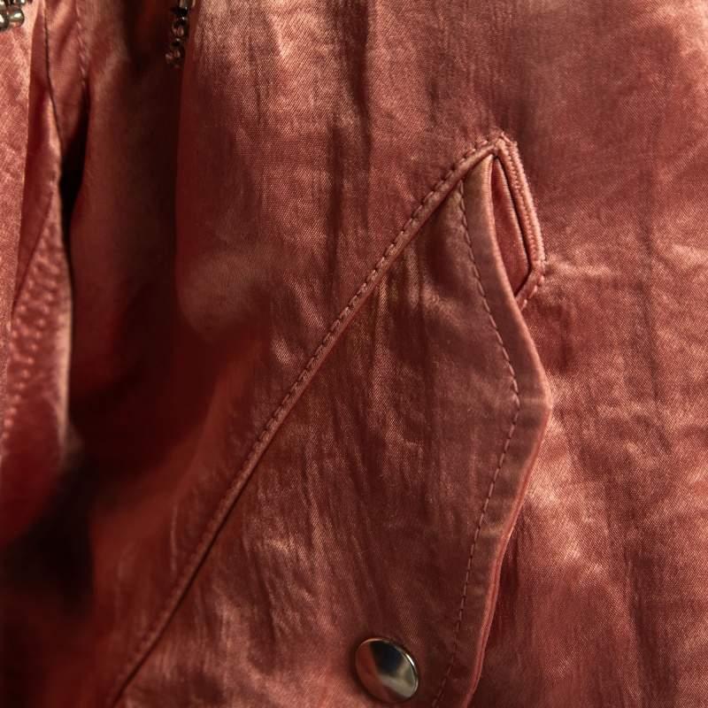 Brown Gucci Pink Floral Sequin Embroidered Satin Bomber Jacket M