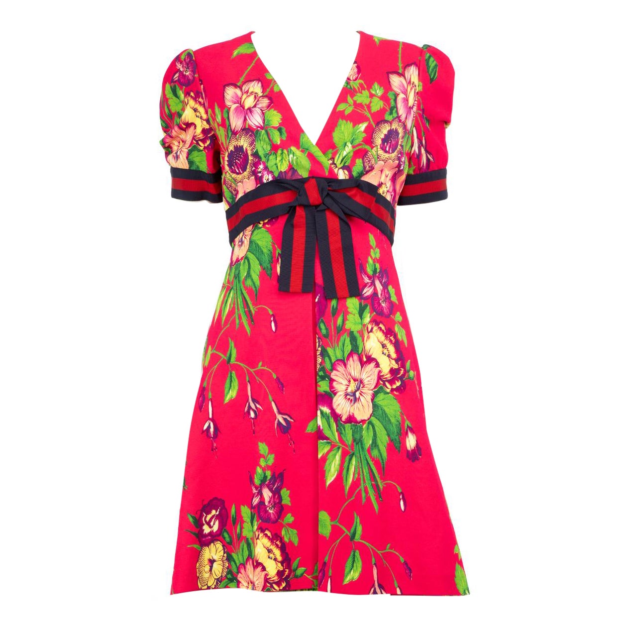 Gucci Pink Floral Short Sleeve Dress Size M