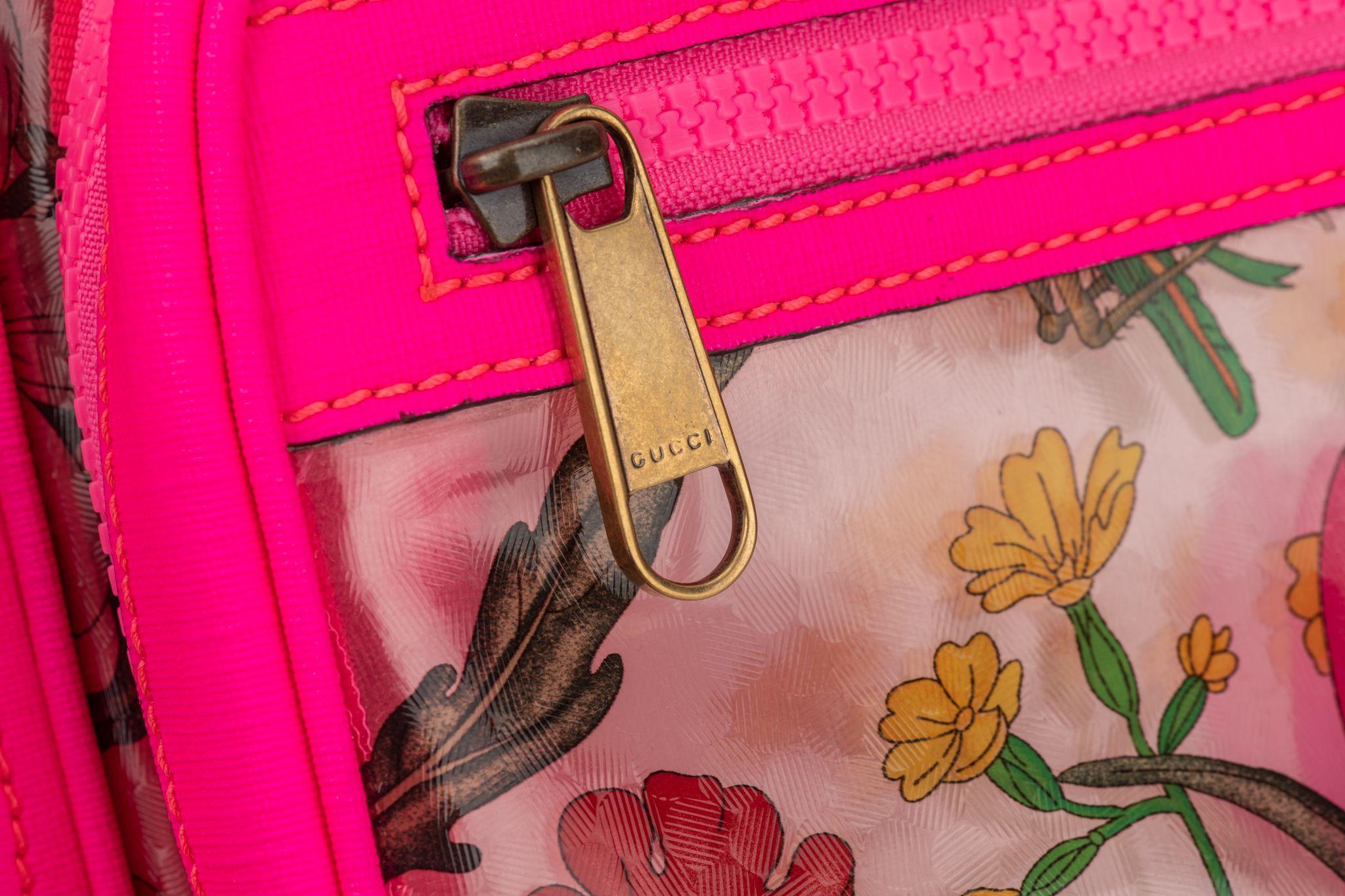 Gucci PInk Fluo Pvc Flora Fanny Pack For Sale 7