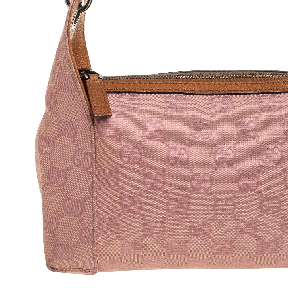 Gucci Pink GG Canvas and Leather Bag 2