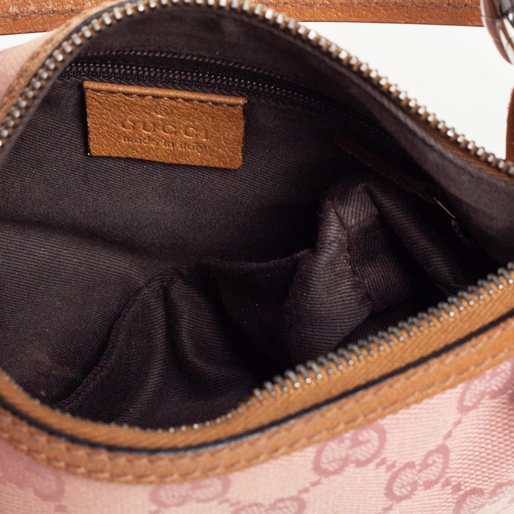 Gucci Pink GG Canvas and Leather Bag In Good Condition In Dubai, Al Qouz 2