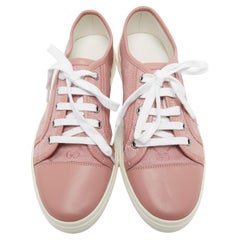 Gucci Pink GG Canvas and Leather Cap Toe Low Top Sneakers Size 37.5