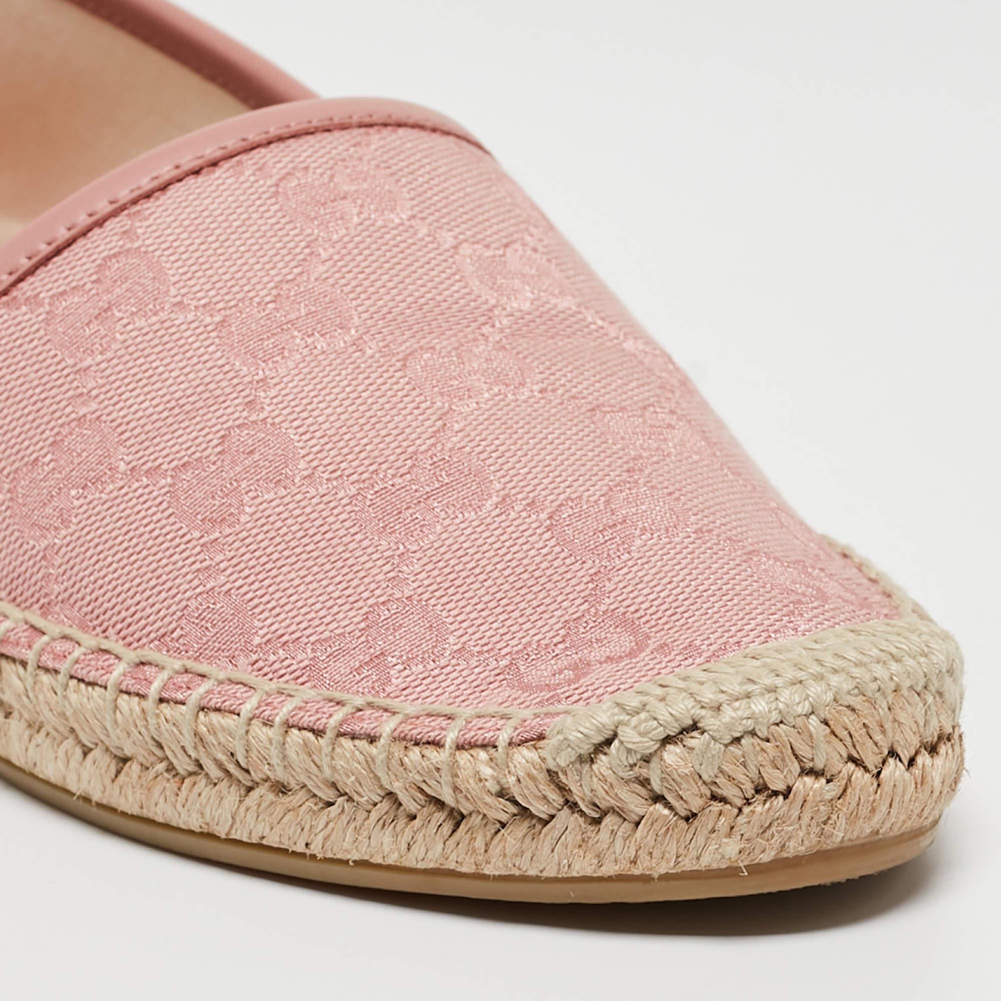 Gucci Pink GG Canvas and Leather Espadrille Flats Size 38 3