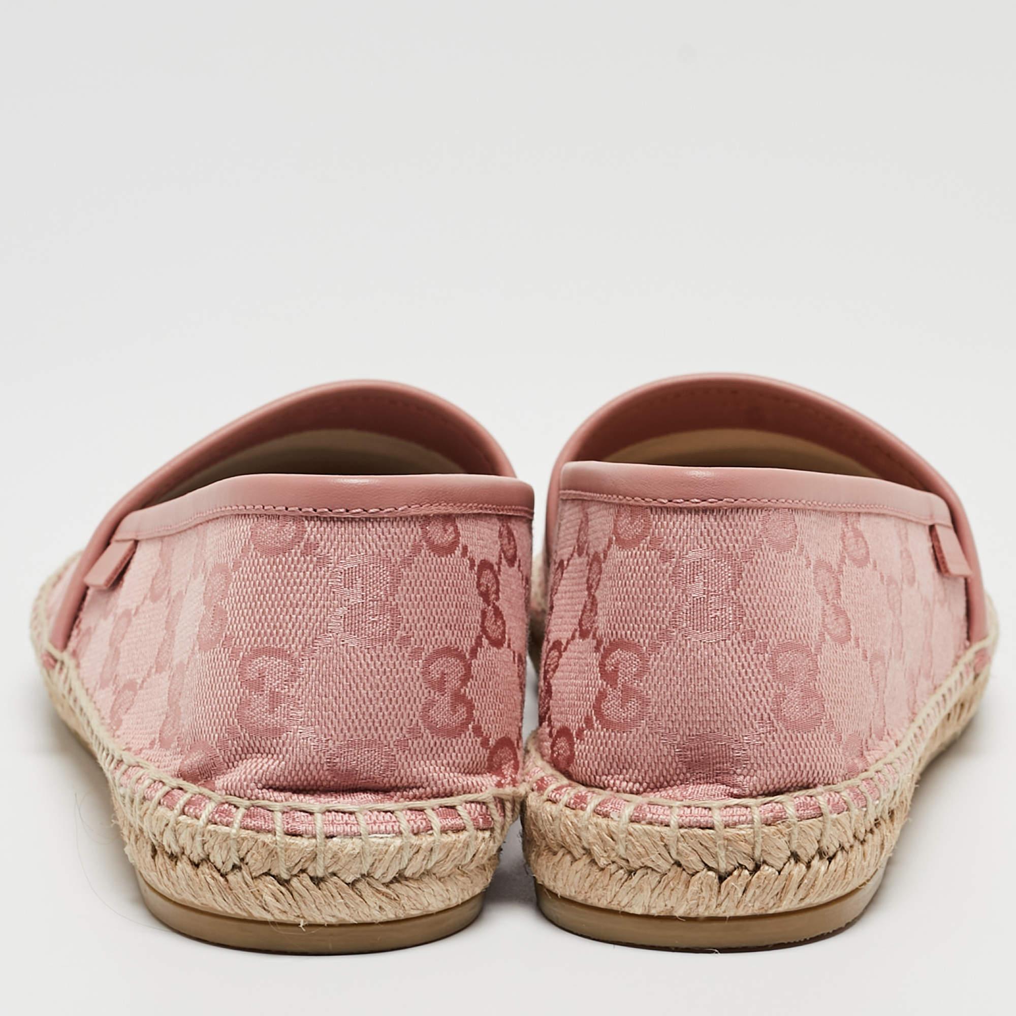Gucci Pink GG Canvas and Leather Espadrille Flats Size 38 4