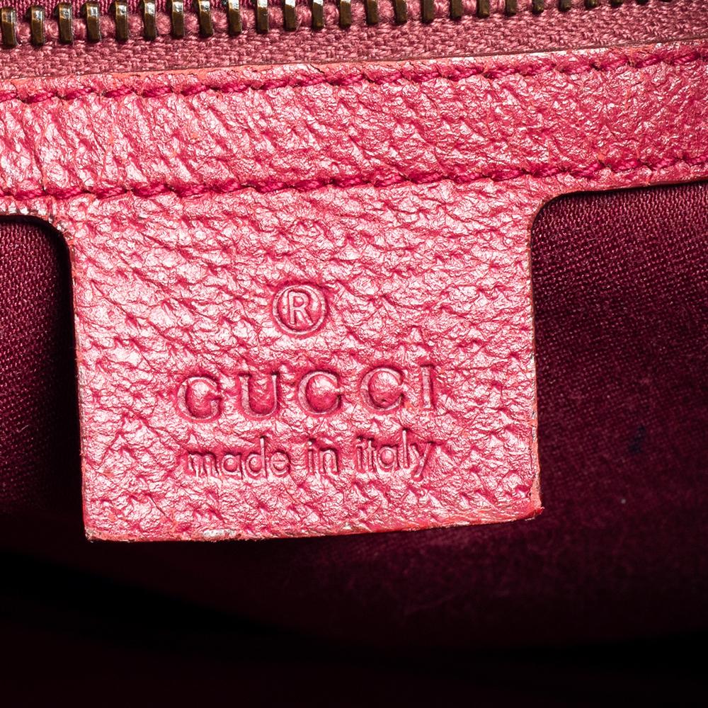Gucci Pink GG Canvas And Leather Horsebit Hobo 6
