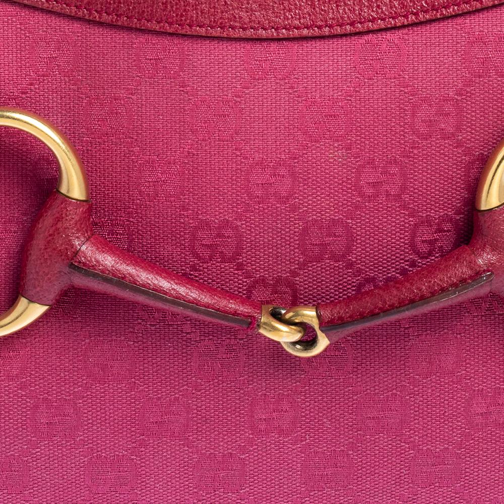 Gucci Pink GG Canvas And Leather Horsebit Hobo 2