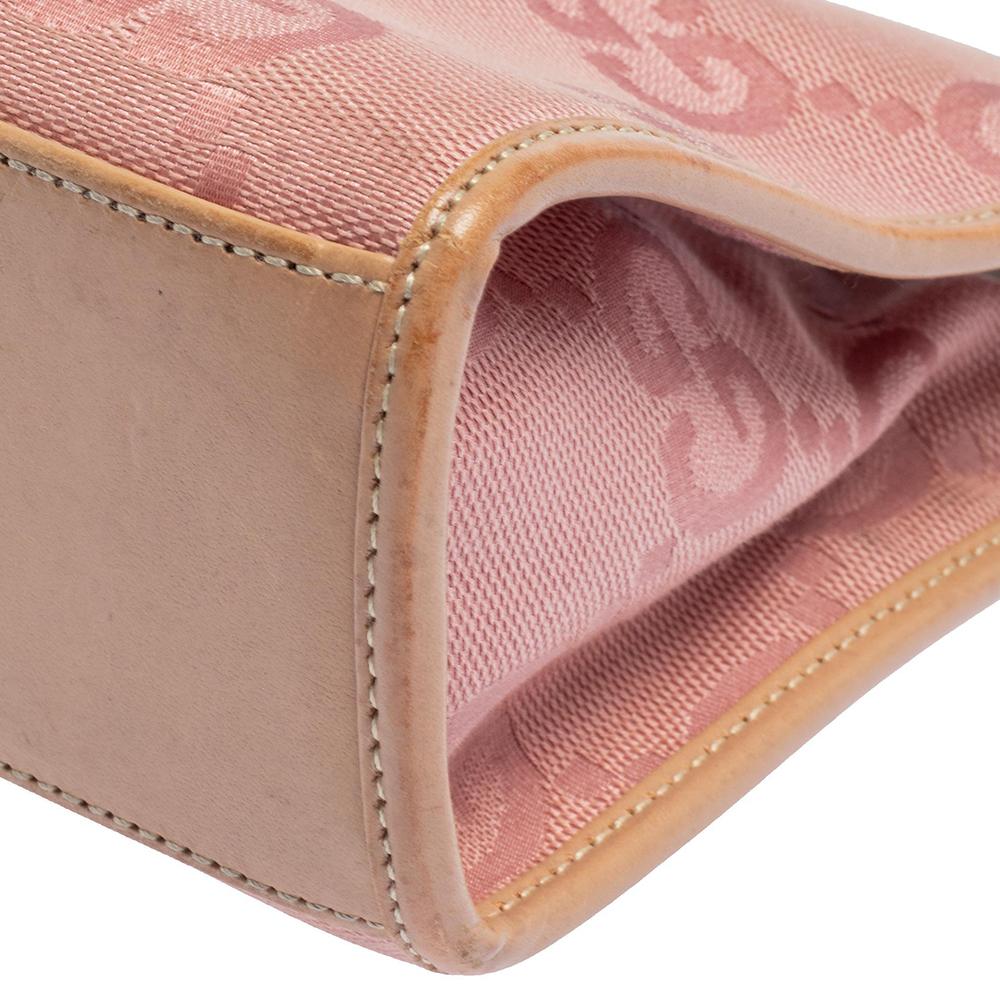 Gucci Jackie Umhängetasche aus rosa GG-Leinen und Leder 5