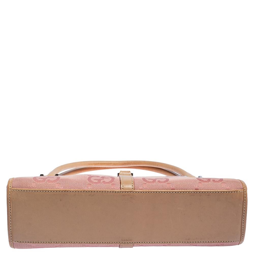 Women's Gucci Pink GG Canvas and Leather Trim Jackie Shoulder Bag
