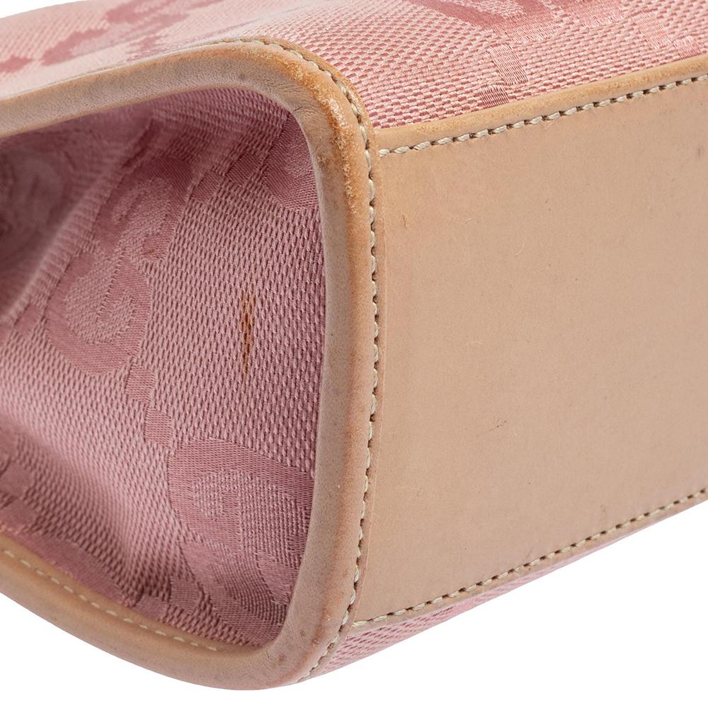 Gucci Jackie Umhängetasche aus rosa GG-Leinen und Leder 4