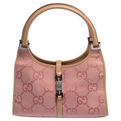Gucci Pink GG Canvas and Leather Trim Jackie Shoulder Bag