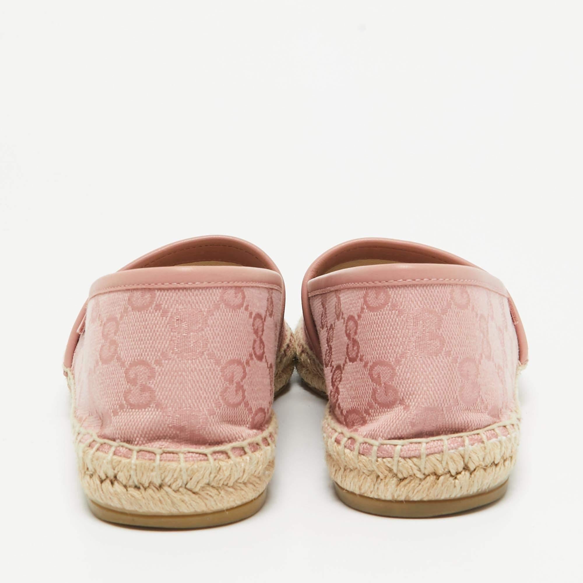  Gucci Espadrilles en toile rose GG, taille 37 Pour femmes 