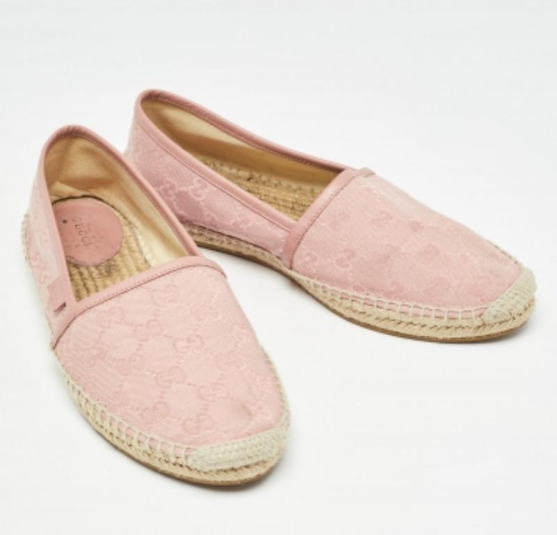 Alpargatas de lona GG rosa de Gucci talla 40 en venta 1
