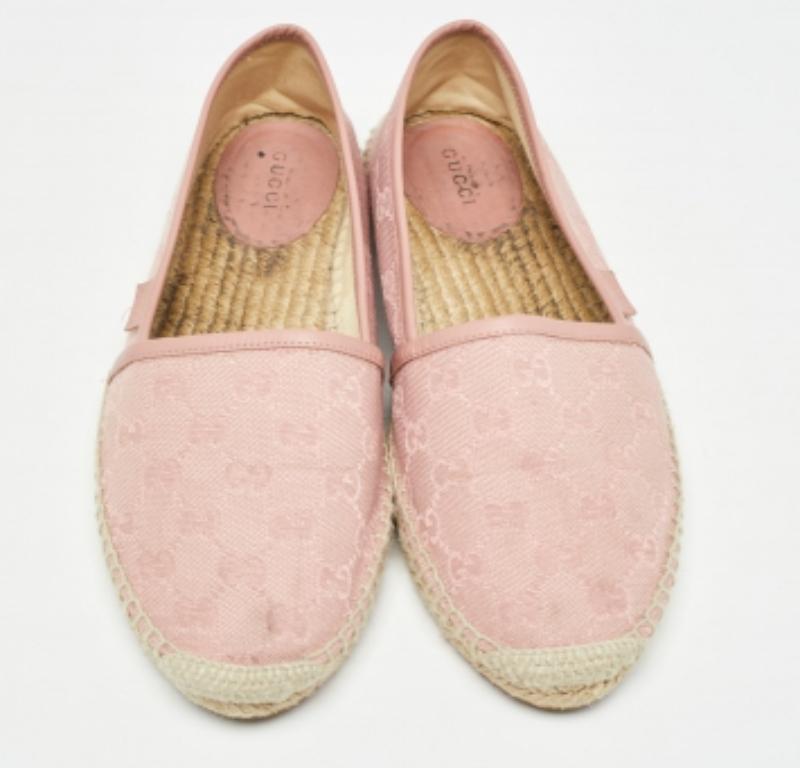 Alpargatas de lona GG rosa de Gucci talla 40 en venta 2