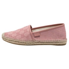 Used Gucci Pink GG Canvas Espadrilles Flats Size 37