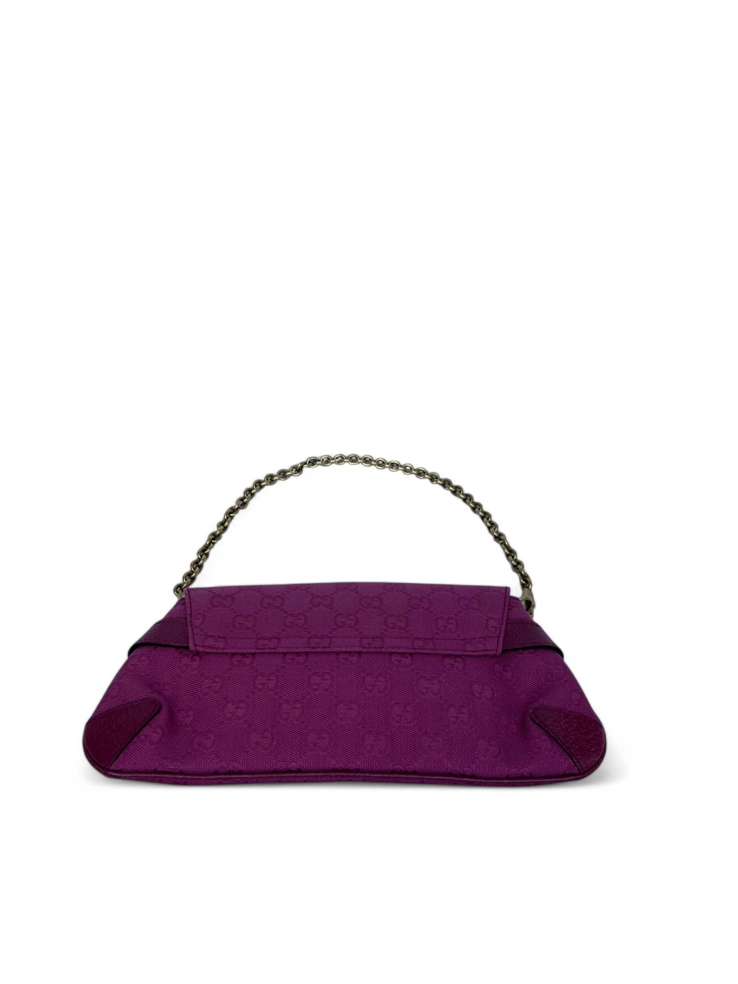 Tom Ford for Gucci 2004 Pink GG Canvas Horsebit Chain Clutch For Sale 6