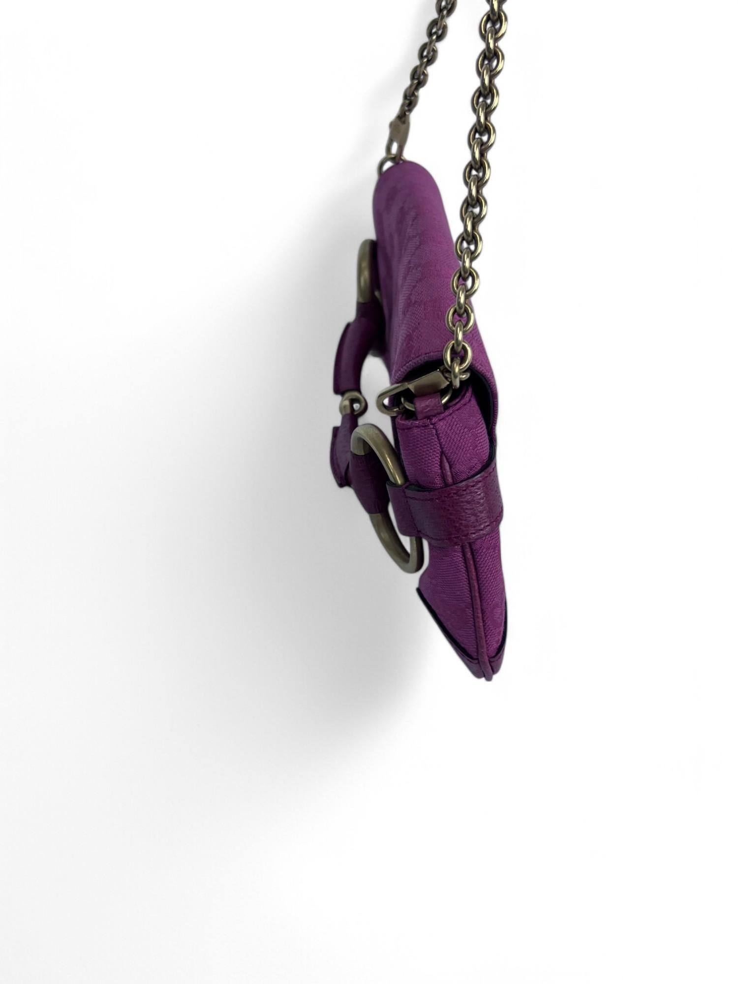 Women's Tom Ford for Gucci 2004 Pink GG Canvas Horsebit Chain Clutch For Sale