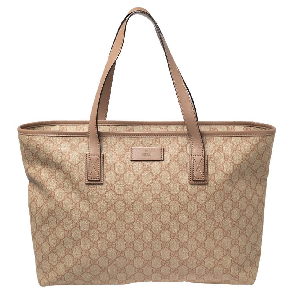 Gucci Pink GG Coated Canvas and Leather Tote